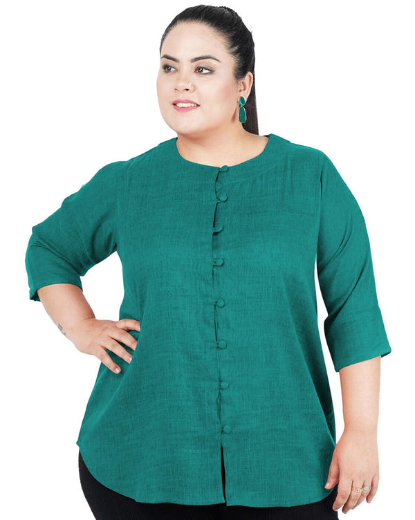 Women's Casual Solid Green Top
